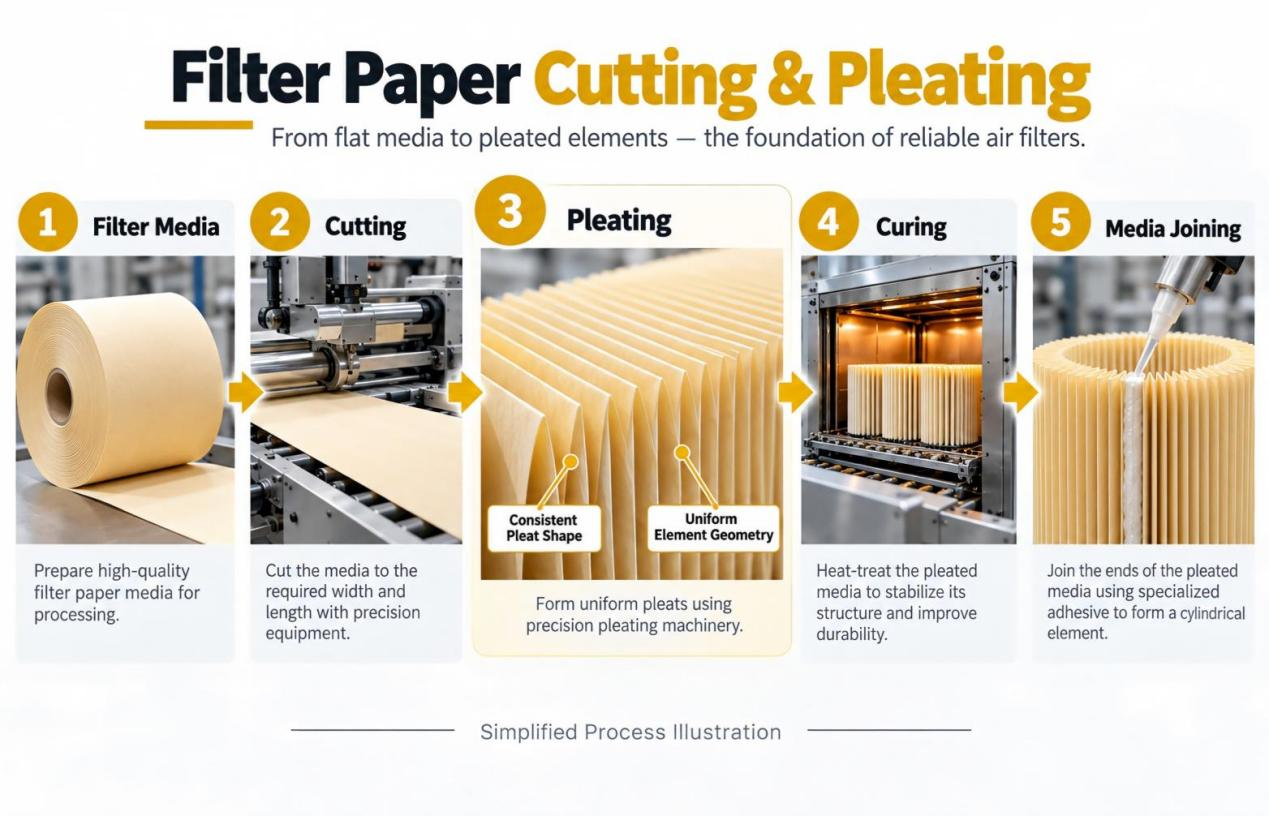 Filter Media Preparation and Pleating air filter manufacturing process