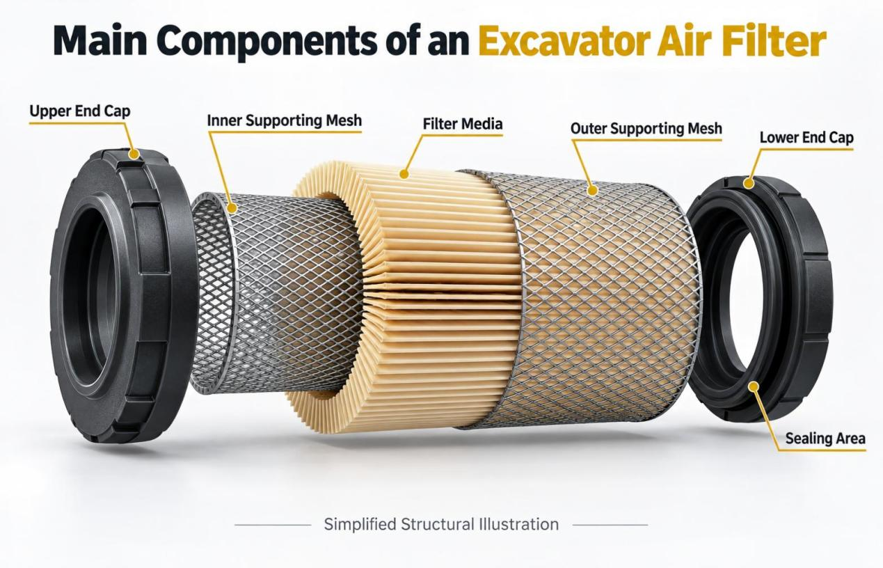 Components of Excavator Air Filter Components of Excavator Air Filter
