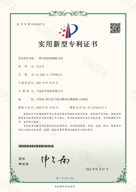 IP06一种可拆卸挖掘机斗齿