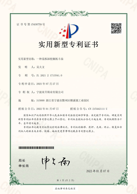 IP08一种易拆卸挖掘机斗齿