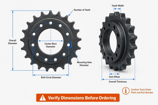 Excavator Drive Sprocket Dimensions